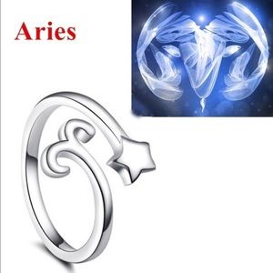 Aries Zodiac Sign & Star Ring